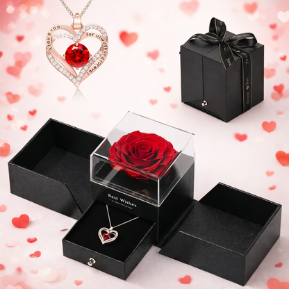 Dla Niej – Naszyjnik Serce z Wieczną Różą, Prezent który Mówi „Kocham”